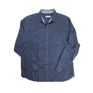 Tommy Bahama Bue‎ Linen Blend Chest Pocket Button Up L/S Shirt Men's Size Large